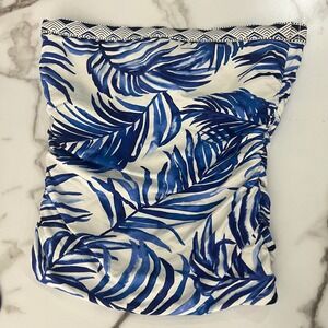 Tommy Bahama Blue White Palm Print Bandeau Tankini Top TBW20660T Small